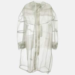 Dior Homme Sage Green Sheer Tulle Hooded Long  Jacket M