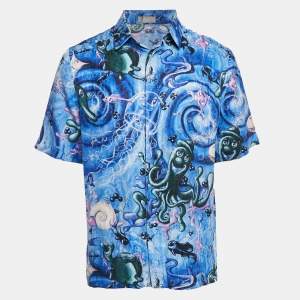 Dior Homme x Kenny Scharf Blue Swirl Sealife Satin Shirt M
