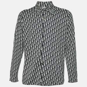 Dior Homme Blue Oblique Jacquard Knit Overshirt L
