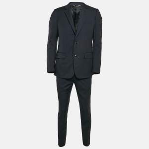 Dior Homme Navy Blue Wool Single Breasted Pants Suit M