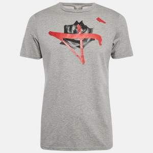 Pre Owned Dior Homme Grey Printed Cotton Half Sleeve T-Shirt M