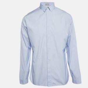 Dior Homme Blue Cotton Button Front Shirt XL