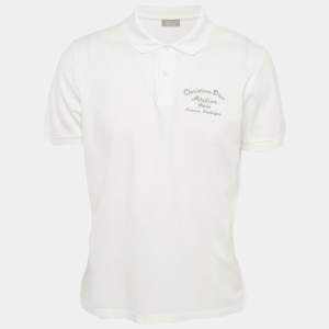 Dior Homme White Atelier Embroidered Pique Polo T-Shirt XL
