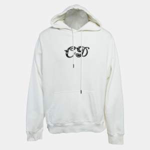 Dior Homme White CD Applique Cotton Knit Hoodie XXL