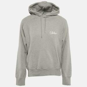 Dior Homme Grey Logo Embroidery Cotton Hooded Sweatshirt XXL 