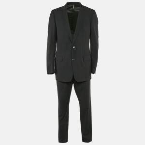 Dior Homme Black Wool Striped Single Breasted Pants Suit XL