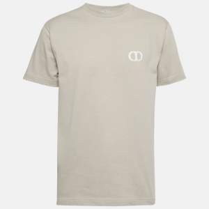 Dior Homme Beige Logo Embroidery Cotton Crew Neck T-Shirt S