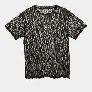 Pre Owned Dior Homme Black Oblique Stretch Tulle Sheer T-Shirt M