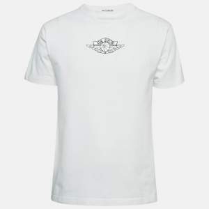 Dior Homme x Air Jordan Logo Embroidery White Crew Neck T-Shirt M