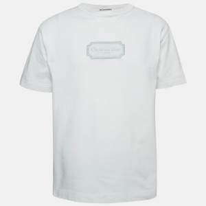 Dior Homme White Logo Embroidery Cotton Crew Neck T-Shirt M