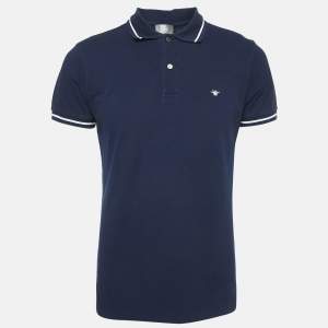 Dior Homme Blue Cotton Pique Polo T-Shirt L