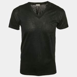 Dior Homme Black Printed Jersey V-Neck T-Shirt S