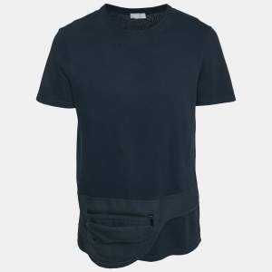Dior Homme Navy Blue Cotton Pocket Detail Crew Neck T-Shirt L