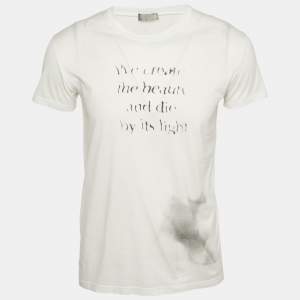 Dior Homme White Printed Jersey Crewneck T-Shirt S