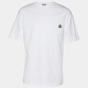 Dior Homme X KAWS White Cotton Bee Embroidered Oversized Crewneck T-Shirt XS