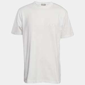 Dior Homme White CD Embroidered Cotton Jersey Crewneck T-Shirt M