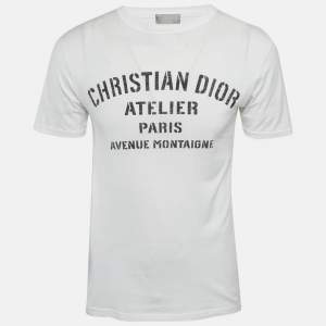 Dior Homme White Printed Jersey Crewneck T-Shirt XS