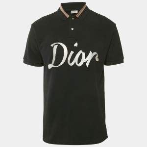 Dior Homme Black Logo Embroidered Piqué  Polo T-Shirt M