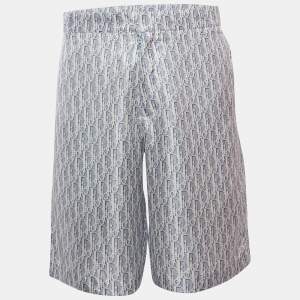 Dior Homme Blue Oblique Print Silk Shorts M
