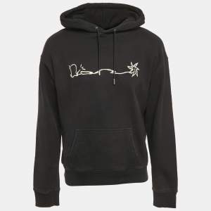 Pre Owned Dior Homme Black Embroidered Cotton Hoodie S