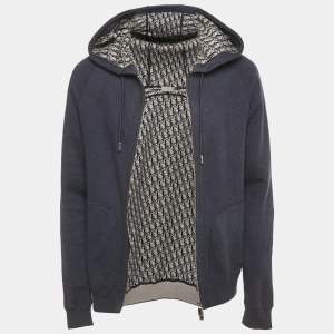 Dior Homme Navy Blue Dior Icons Cotton Hooded Track Jacket M