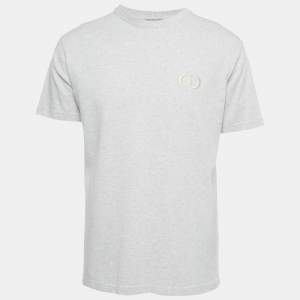 Pre Owned Dior Homme Light Grey Mélange  Logo Embroidery Cotton Crew Neck T-Shirt S
