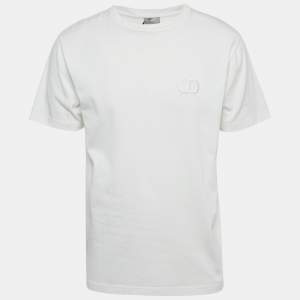 Pre Owned Dior Homme White Logo Embroidery Cotton Oversized T-Shirt S