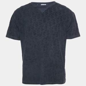 Pre Owned Dior Homme Blue Oblique Terry Cotton T-Shirt S