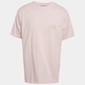 Pre Owned Dior Homme Pink CD Icon Embroidered Cotton T-Shirt XL