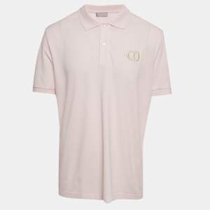 Pre Owned Dior Homme Pink CD Embroidered Pique Polo T-Shirt 3XL