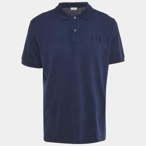 Pre Owned Dior Homme Blue CD Embroidered Pique Polo T-Shirt XXL
