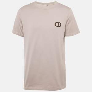 Pre Owned Dior Homme Lavender CD Icon Embroidered Cotton T-Shirt L