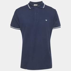 Pre Owned Dior Homme Blue Pique Polo T-Shirt XXL