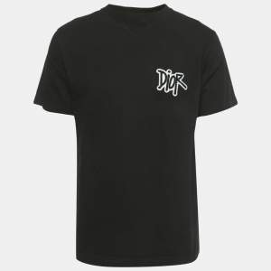 Pre Owned Dior Homme Black Logo Applique Cotton T-Shirt M