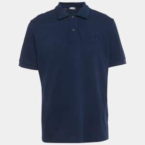 Pre Owned Dior Homme Blue CD Embroidered Pique Polo T-Shirt XXXL