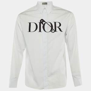 Pre Owned Dior Homme X Judy Blame White Logo Safety Pin Cotton Long Sleeve Shirt S
