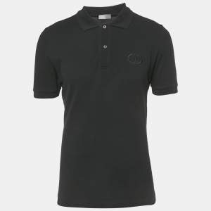Pre Owned Dior Homme Black CD Embroidered Cotton Polo T-Shirt XXL