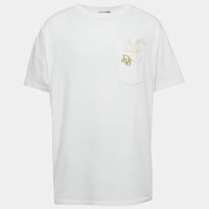 Pre Owned Dior Homme White Bunny Applique Jersey T-Shirt XL