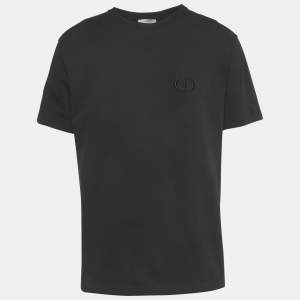 Pre Owned Dior Homme Black CD Embroidered Jersey T-Shirt L