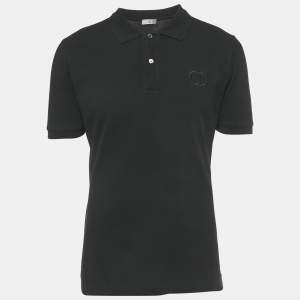 Pre Owned Dior Homme Black CD Icon Embroidered Pique Polo T-Shirt L
