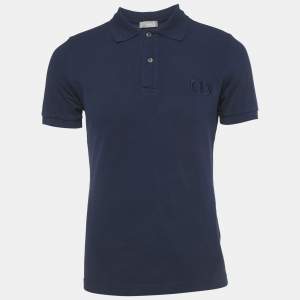 Pre Owned Dior Homme Blue CD Embroidered Pique Polo T-Shirt M