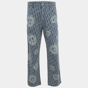 Pre Owned Dior x Denim Tear Blue Oblique Denim Carpenter Jeans M/Waist 32"