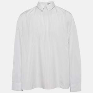 مملوكة مسبقًا قميص ديور أومه قطن أبيض مخطط بدون أزرار مقاس كبير - لارج