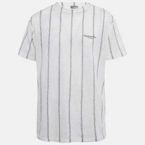 Pre Owned Dior Homme Off-White Striped Jersey T-Shirt M