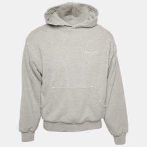 Pre Owned Dior Homme Grey Logo Print Distressed Hoodie XXS