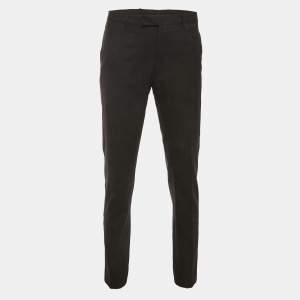 مملوكة مسبقًا Dior Homme Black Windowpane Wool Trousers L
