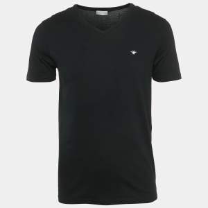 مملوكة مسبقًا Dior Homme Black Jersey V-Neck T-Shirt S