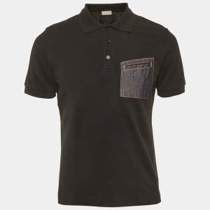 Pre Owned Dior Homme Black Pique Pocket Detail Polo T-Shirt M