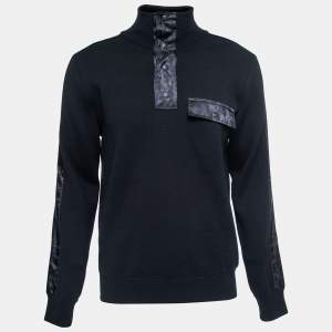 Dior Homme Navy Blue Wool Oblique Insert High Collar Sweater L
