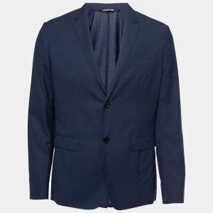 Pre Owned Dior Homme Blue Wool Single-Breasted Blazer L